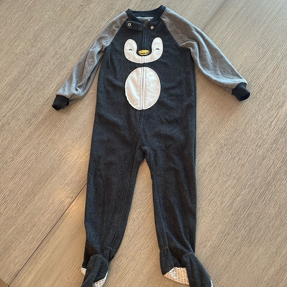 Fleece penguin footed pajamas